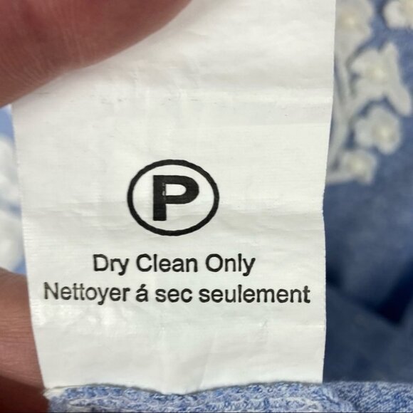 Anthropologie Pankaj Nidhi Blue Tee Embroidered Size Small Short Sleeve Top Boho - Picture 6 of 8